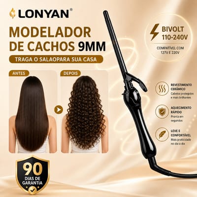 Modelador de Cachos Profissional 9mm LONYAN Bivolt Cerâmico