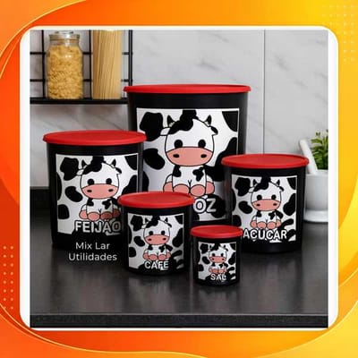Kit 5 Potes Plásticos para Cozinha