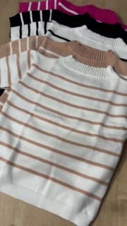 Blusa Feminina Modal Listrada Manga Curta