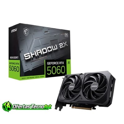 Placa de Vídeo NVIDIA GeForce MSI RTX 5060 8GB GDDR7 128BITS SHADOW 2X OC - 912-V537-037