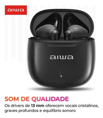 Fone De Ouvido Eardbud Aiwa Aws Eb 05 B Bluetooth Ipx4 24 Horas De Bateria