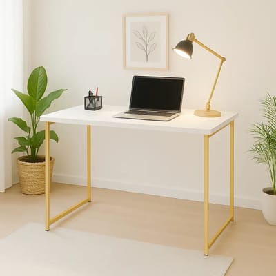 Escrivaninha Industrial 90cm, Mesa de Estudo e Aparador em Aço e MDF