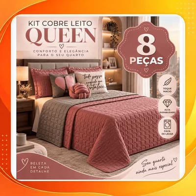 Kit Cobre Leito Dupla Face Paris Queen 08 Peças