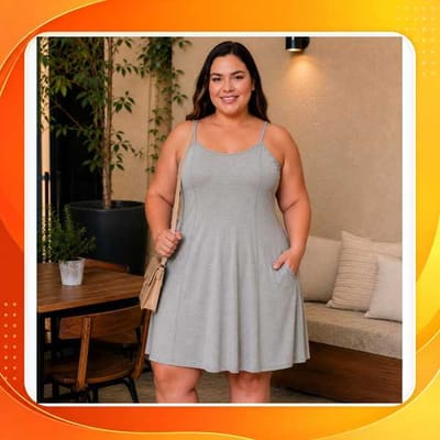 Vestidinho Confortavel Plus Size Com Elasticidade Alcinha e BOLSO Casual Para os Dia Quentes