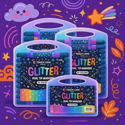 Caneta dupla com glitter (12/24/36/48)