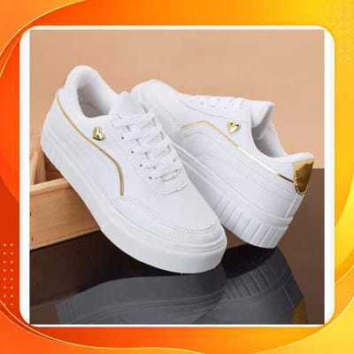 Tênis Feminino Casual Coração Branco