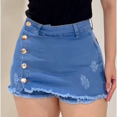 Short Saia Jeans feminino com lycra