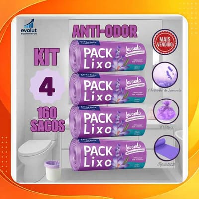 Kit 4 Rolos de Sacos de Lixo 10L - 160 Unidades