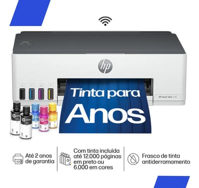 Impressora Hp Smart Tank 210 Com Tanque De Tinta Colorida Com Wi Fi Usb 20 De Alta Velocidade Funcoes Da Impressora Imprimir Cor Branco 3d4l5a