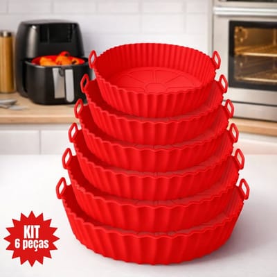 Kit 6 Formas de Silicone para Air Fryer