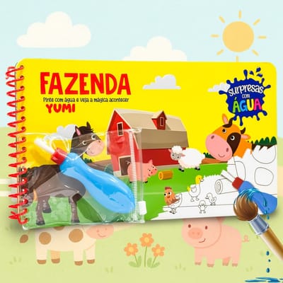 Aquabook com pincel livro infantil fazendinha