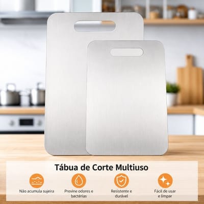 Tábua De Corte Aço Inoxidável Antibacteriana