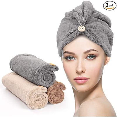 Kit 3 Toalhas de Banho e Cabelo Microfibra