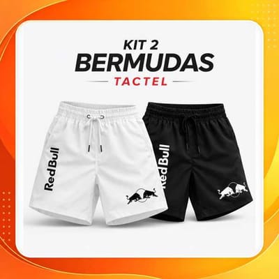 Kit 2 Bermudas Mauricinho Tactel Masculina Shorts Esportivo Red