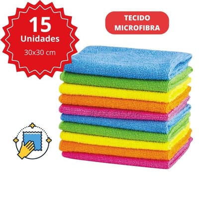 Kit 15 Pano Microfibra 30x30cm - (Shopee)