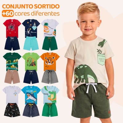 Kit Sortido 10 ou 4 Peças de Roupas Infantil Menino