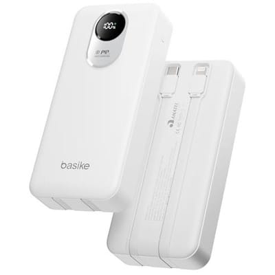 Basike Power Bank 20000mAh, Carregador Portátil, QC 22,5W + PD 20W (Branco)