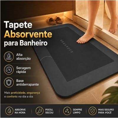 Tapete Mágico de Banheiro Super Absorvente Antiderrapante 40x60cm