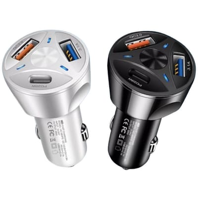 Carregador Veicular Turbo 55W 2 Portas USB Carro Carregamento Rápido Sortido