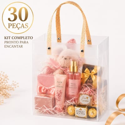 Kit 30 Bolsa Sacola Transparente Fosca C/Alça 14/15/20