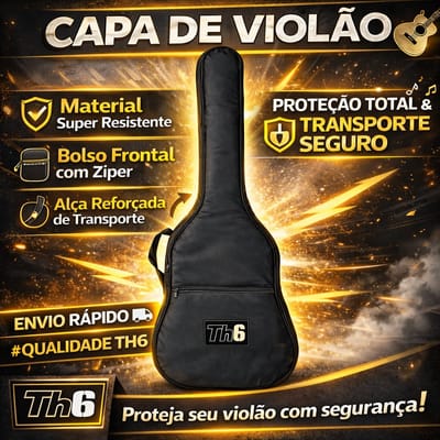 Capa de Violão TH6 com bolso frontal e alça de transporte