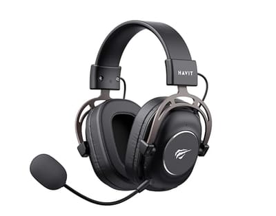 Havit Headphone Fone de Ouvido H2002YG Black, Quad-Mode, Sem Fio e Com Fio, Wireless 2.4GHz, Bluetooth, USB, 3,5mm, Gamer, com Microfone Destacável Com Cancelamento de Ruído, Falante 50mm, Preto