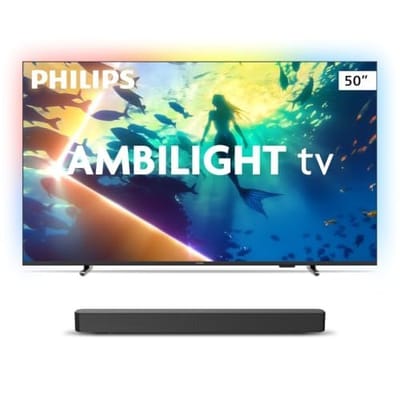 Philips Smart TV Ambilight 50" 4K 50PUG8100/78 + Soundbar TAB4000, Aparelho de Áudio para TV, Bluetooth, HDMI ARC e USB