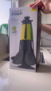 Kit 7 Utensílios de Silicone e Plástico com Suporte Giratório