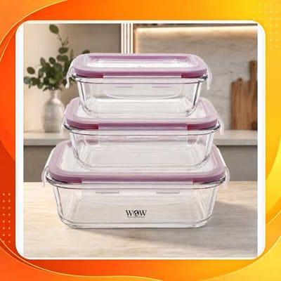 Kit 3 Potes De Vidro Herméticos com Trava