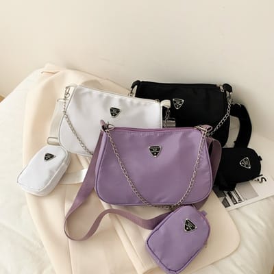 Bolsa Feminina Transversal Nylon Premium com Necessaire