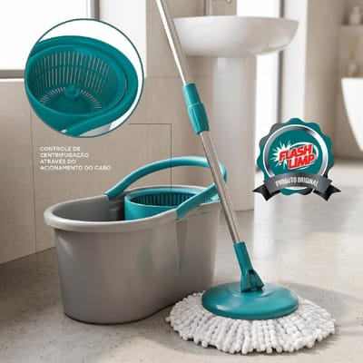 Flash Limp Mop Giratório Fit 8L ABS Cinza
