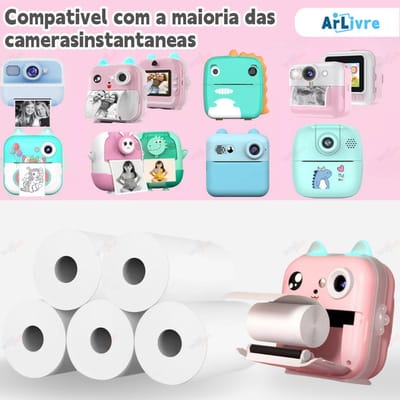 Kit 30 Rolos Refil Papel para Mini Impressora Instantânea