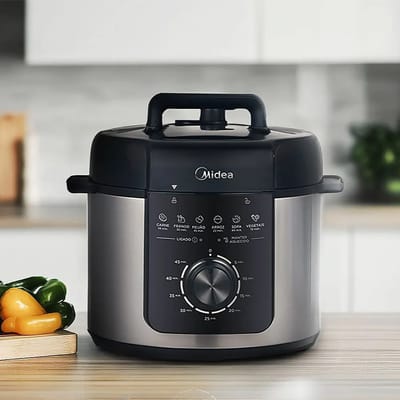 Panela de Pressão Mecânica Preta e Inox 4L Midea Cinza