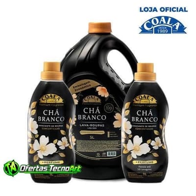 Kit Coala Laundry 1 Lava Roupas 5L + 2 Amaciantes de 1L cada - Chá Branco