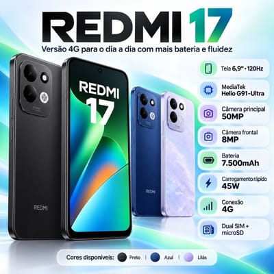 Smartphone Xiaomi Redmi 17 4G 6,9" 120Hz 50MP 7500mAh Dual SIM