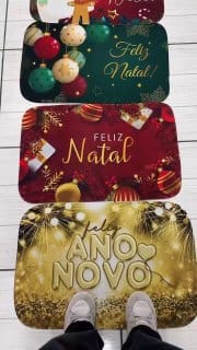 Tapete de Natal Entrada de Porta de Casa Antiderrapante Decorativo Diversas Estampas