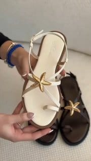 Papete Rasteirinha Feminina Flat com Dedo Estrela