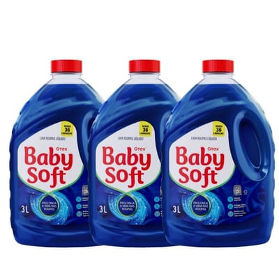 Kit 3 Lava Roupas Liquido Baby Soft Max Performance Azul - 3L