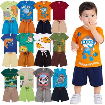 Kit Sortido 6 ou 10 peças roupa infantil bebê menino