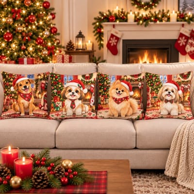 Capa para Almofada Natal 42x42 Dupla Face Decoração Natalina Papai Noel