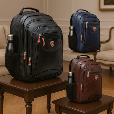 Mochila de Couro Masculina 45L Notebook Impermeável
