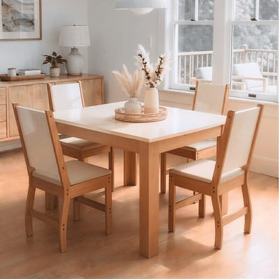 Mesa de Jantar MDF 25mm Bellagio Freijó/Off-White Branco Retangular para 4 Lugares Tampo - Blue Moby