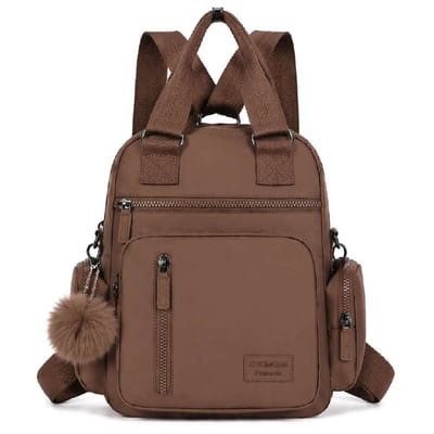 Bolsa Feminina com Chaveiro Pompom e 6 Divisórias Transversal Impermeável Nylon