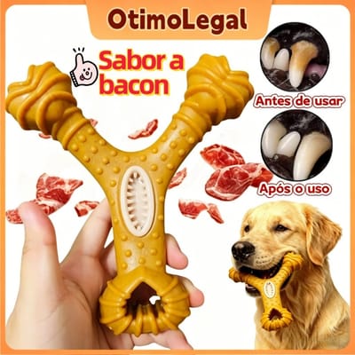 Brinquedo Interativo de Mastigação para Cães - Sabor Bacon