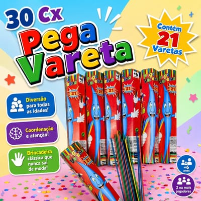 30 Jogo Pega Vareta Brinquedo Infantil p/ Kit Festa Lembrancinha Prenda Educativo Didatico Infantil