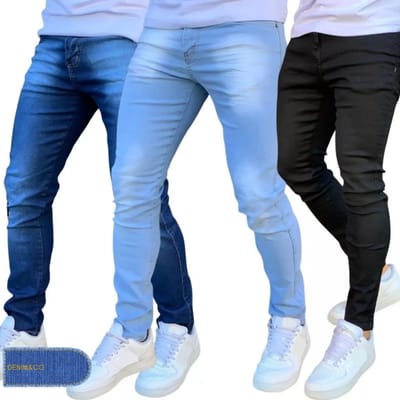 Kit Calça Jeans Skinny Masculina com Lycra