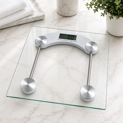 Balança Corporal Transparente Quadrada Digital Até 180kg Com Vidro Temperado Premium + Pilhas Inclusas