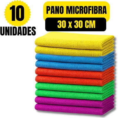 Kit 10 panos de limpeza microfibra alta absorção