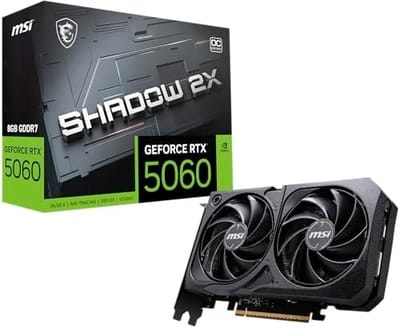 Placa de Video MSI RTX 5060 Shadow 2X OC, 8GB, GDDR7-912-V537-037 | 8GB GDDR7 (28Gbps/128-bit), PCIe 5.0 - HDMI 2.1b, 3 x DisplayPort 2.1b
