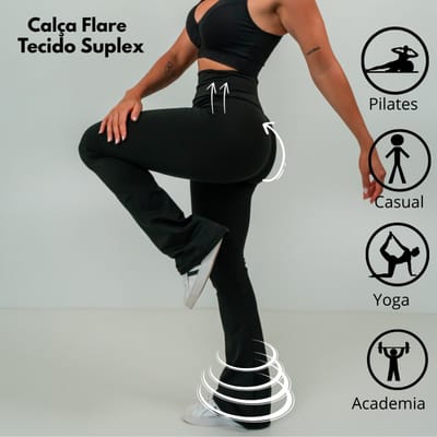 Calça Legging Bailarina Flare Cintura Alta